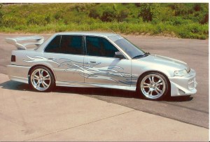 Since the owner was a girl she named the car "Lady" which we graphed on the rear wing.